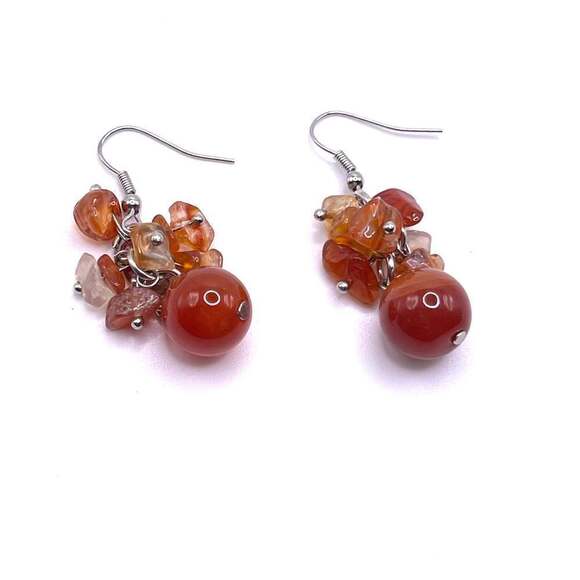 Jewelry - E031 | Vintage Orange Beaded Dangle Earrings